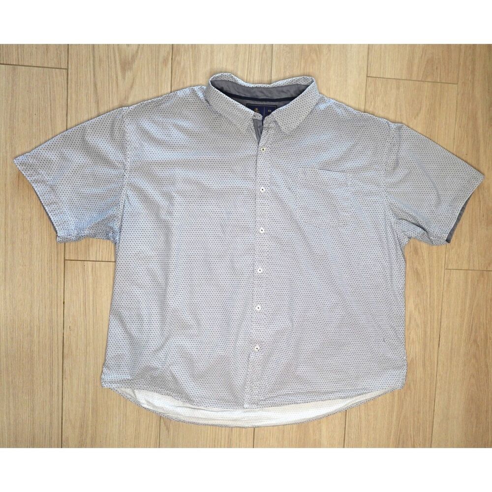 Rugby Ralph Lauren Shirt Mens 4X Short Sleeve Button Down Microprint Blue RARE